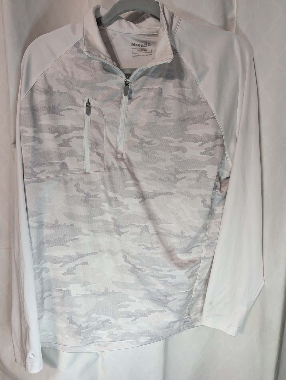 Ahead Performance Quarter-Zip Golf Pullover Camo Medium White Grey